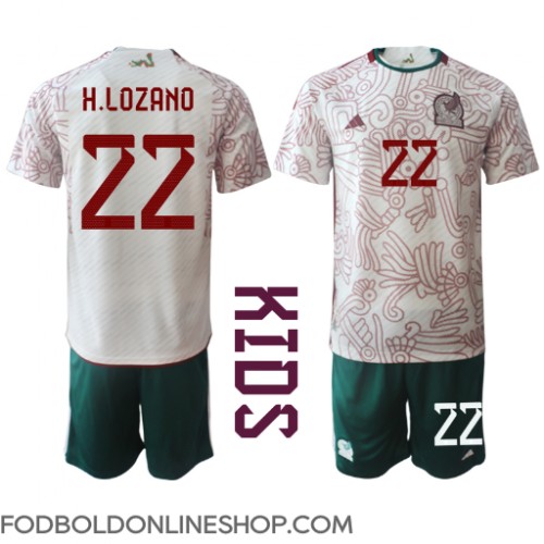 Mexico Hirving Lozano #22 Udebane Trøje Børn VM 2022 Kortærmet (+ Korte bukser)